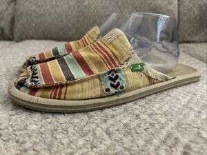 Sanuk You Got My Back Striped Slide Slip-On Shoes Mules Women’s Size 11 Beach
